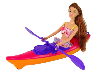 LEAN Toys 15183 Bábika s kajakom a príslušenstvom, ružová