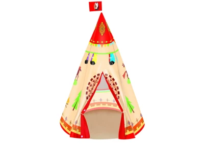 LEAN Toys 15246 Indiánsky stan pre deti 160 cm x 105 cm, krémová farba