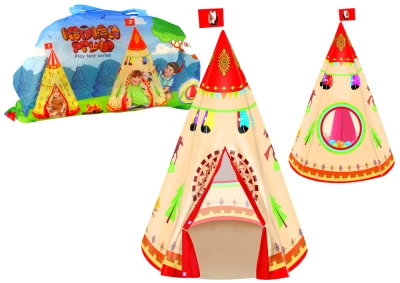 LEAN Toys 15246 Indiánsky stan pre deti 160 cm x 105 cm, krémová farba