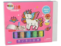 LEAN Toys 15719 Samolepky na okno Jednorožec DIY, 8 barev a třpytky
