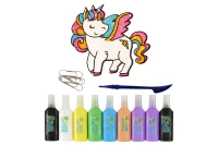 LEAN Toys 15719 Samolepky na okno Jednorožec DIY, 8 barev a třpytky