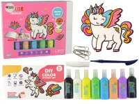 LEAN Toys 15719 Samolepky na okno Jednorožec DIY, 8 barev a třpytky