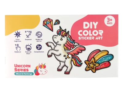 LEAN Toys 15719 Samolepky na okno Jednorožec DIY, 8 barev a třpytky