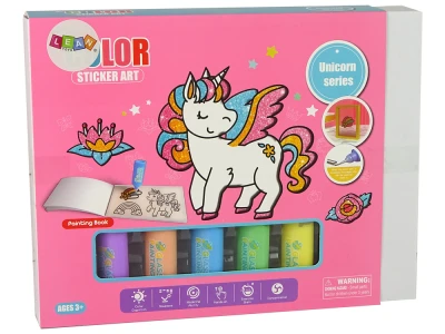 LEAN Toys 15719 Samolepky na okno Jednorožec DIY, 8 barev a třpytky