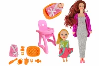 LEAN Toys 15732 Panenka v těhotenství - dlouhé vlasy, příslušenství