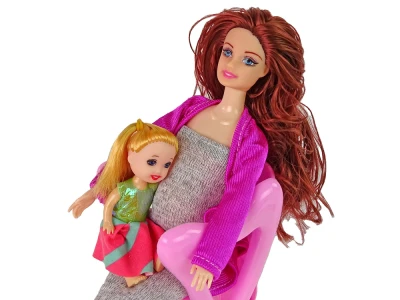 LEAN Toys 15732 Panenka v těhotenství - dlouhé vlasy, příslušenství
