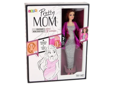 LEAN Toys 15732 Panenka v těhotenství - dlouhé vlasy, příslušenství
