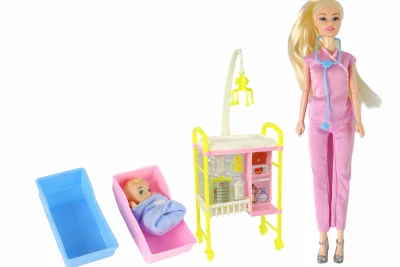 LEAN Toys 15737 Panenka Doktorka s dlouhými vlasy a příslušenstvím