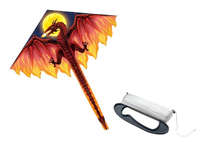 LEAN Toys 16696 Veľký lietajúci drak s dlhým chvostom 170 x 130 cm, červený