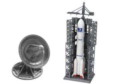 LEAN Toys 16576 Kosmická mise, sada 5 dílů: raketa, astronaut, vesmírná loď