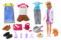 LEAN Toys 16918 Panenka Anlily 4 v 1 - lékařka, kadeřnice, kuchařka, veterinářka