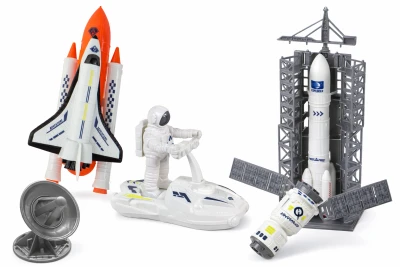LEAN Toys 16577 Vesmírná sada - raketa, loď, satelity, kosmonaut, 8 dílů