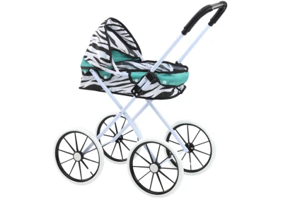 LEAN Toys 17739 Skládací kočárek pro panenky s velkými koly Zebra, tyrkysový