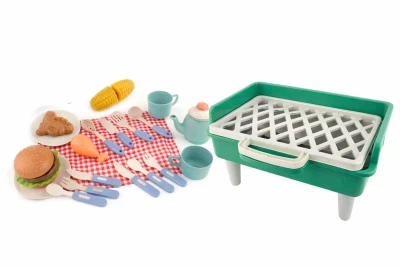 LEAN Toys 19156 Sada na grilování pro děti - mini gril s příslušenstvím