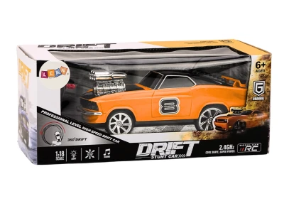LEAN Toys 18566 Dálkově ovládané auto 1:18 Drift 360 světla zvuky, oranžové
