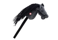 LEAN Toys 19535 Kůň na tyči Hobby Horse, dlouhosrstý se zvuky černý