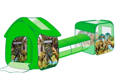LEAN Toys 20345 Dětské hřiště stan s tunelem 3 v 1, dinosauři
