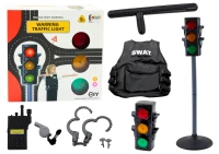 LEAN Toys 20645 Policejní výuková sada pro řízení dopravy, 10 dílů
