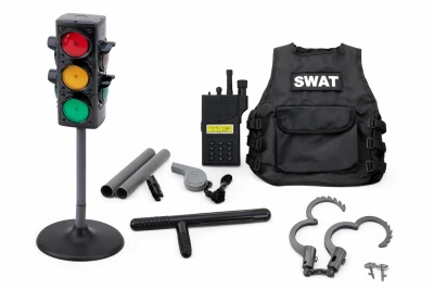 LEAN Toys 20645 Policejní výuková sada pro řízení dopravy, 10 dílů