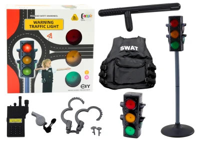 LEAN Toys 20645 Policejní výuková sada pro řízení dopravy, 10 dílů