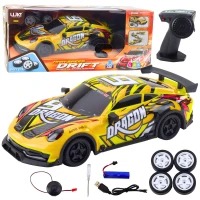 LEAN Toys 23073 RC driftové auto, osvetlená karoséria, žltá farba