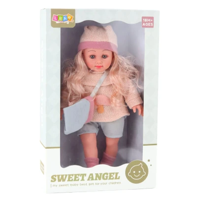LEAN Toys 23375 Panenka Sweet Angel ve vlněném svetru s kabelkou 36 cm