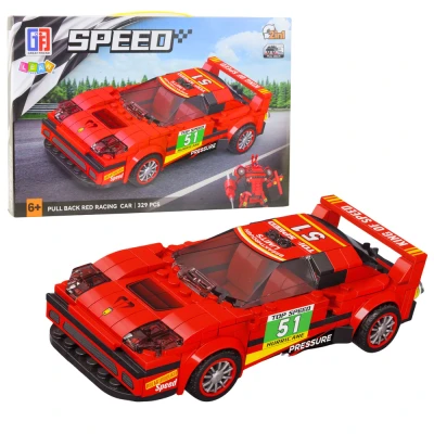 LEAN Toys 23571 Stavebnice Auto a robot 2 v 1, 329 dílků, červená