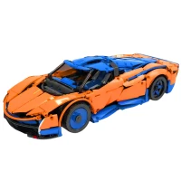 LEAN Toys 23655 Stavebnice RC športového auta, 1883 dielov, modrá a oranžová