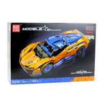 LEAN Toys 23655 Stavebnice RC športového auta, 1883 dielov, modrá a oranžová