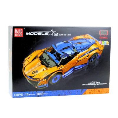 LEAN Toys 23655 Stavebnice RC športového auta, 1883 dielov, modrá a oranžová