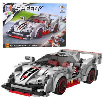 LEAN Toys 23575 Stavebnice Sportovní auto/Robot 2 v 1, 363 dílků, šedá
