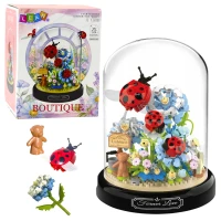 LEAN Toys 23494 Konstrukční stavebnice - Květinová kompozice s beruškami, 596 dílků