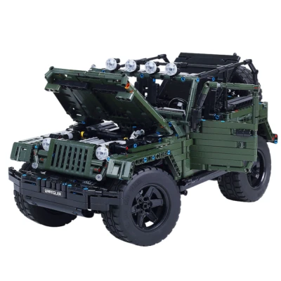 LEAN Toys 23660 Stavebnicová súprava terénne vozidlo 2078 dielov, khaki