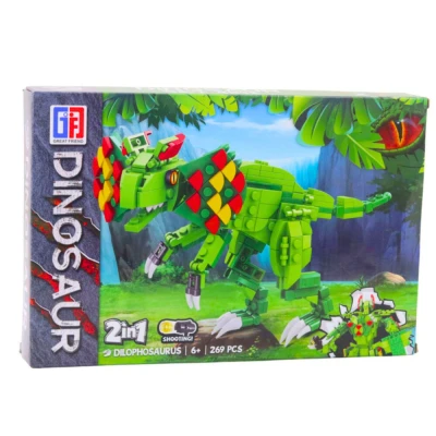 LEAN Toys 23570 Stavebnice dinosaurus Dilophosaurus 269 dílků, zelená