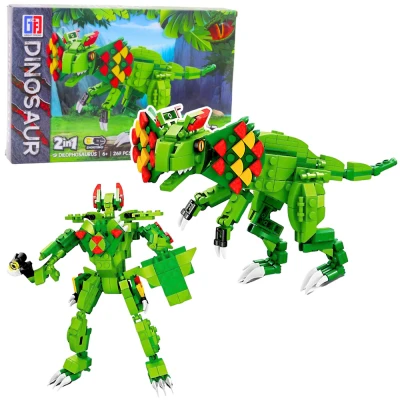 LEAN Toys 23570 Stavebnice dinosaurus Dilophosaurus 269 dílků, zelená