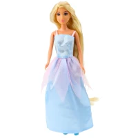 LEAN Toys 24494 Panenka Anlily v modrých šatech s kulmou a sponkami do vlasů