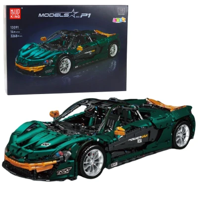 LEAN Toys 23653 Športové auto P1 1:8 Stavebnicová sada, 3268 dielov, zelená