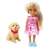 LEAN Toys 24477 Mini panenka Ankiki na tříkolovém skútru s pejskem