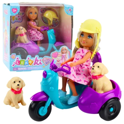 LEAN Toys 24477 Mini panenka Ankiki na tříkolovém skútru s pejskem