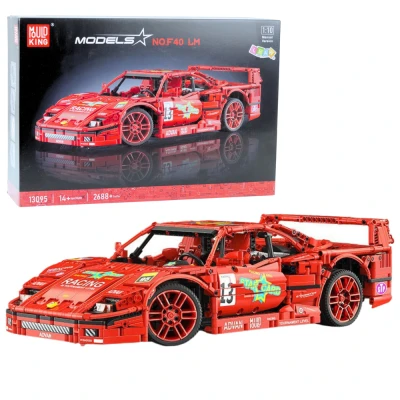 LEAN Toys 23654 Stavebnice športového pretekárskeho auta 1:10, 2688 dielov, červená