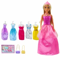 LEAN Toys 24485 Anlily panenka - 8 šatů, boty a kabelky, 17 dílů