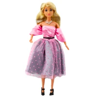 LEAN Toys 24499 Panenka Anlily plesové šaty s puntíky, světle růžové