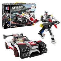 LEAN Toys 24573 Konstrukční stavebnice Auto Robot 2 v 1, 341 dílků, bílá