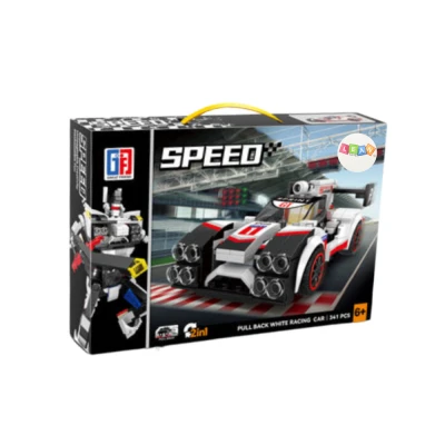 LEAN Toys 24573 Konstrukční stavebnice Auto Robot 2 v 1, 341 dílků, bílá