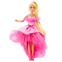 LEAN Toys 24501 Anlily panenka plesové šaty růžové, blond vlasy