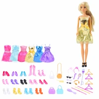 LEAN Toys 24504 Anlily panenka s 9 šaty, 13 páry bot a doplňky, 65 dílů