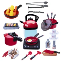 LEAN Toys 25100 Kuchyňský set s varnou deskou na baterie, 36 dílů