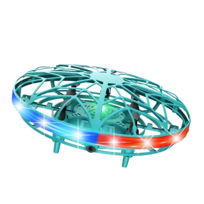 LEAN Toys 24721 Dron UFO ovládaný rukou RC LED světla, tyrkysový