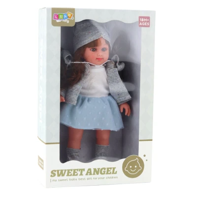 LEAN Toys 25105 Panenka Sweet Angel v šedém oblečku 36,5 cm