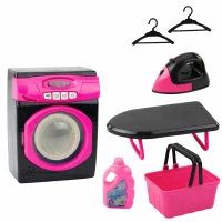 LEAN Toys 25060 Interaktívna práčka s príslušenstvom, svetlami a zvukmi, čierna